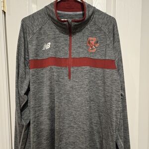 New Balance Boston College Eagles Gray and Maroon Quarter-Zip Pullover 2XLarge